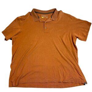 Eddie Bauer Mens Polo Shirt 2XL Orange Travex Performance Blend Lightweight Shor